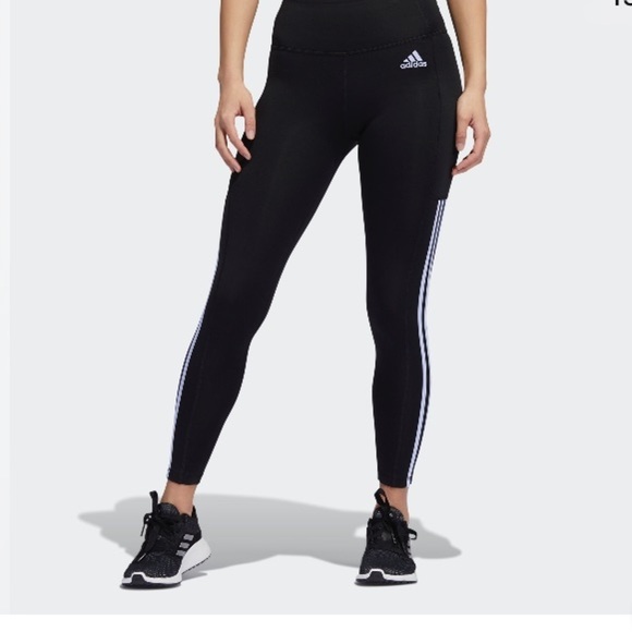 NWT! ADIDAS black Size S 3 stripes 7/8 pocket tights - Picture 4 of 12